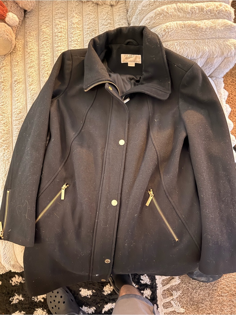Michael Kors Wool Blend Zip-Front Coat